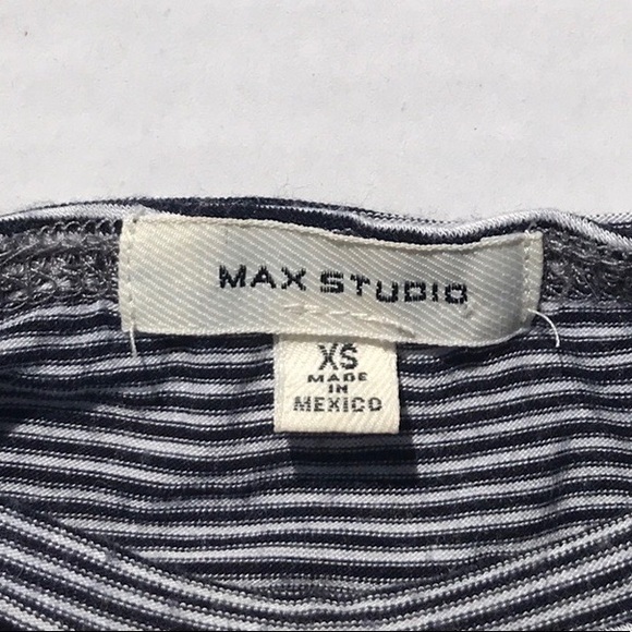 Max Studio Striped Short Sleeve Tie Details Shirt - Picture 2 of 6